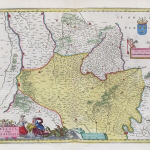 Paris, Belsia, vulgo La Beavsse, 1665, Blaeu auth. , une carte sur toile de coton épaisse, environ 56x70cm