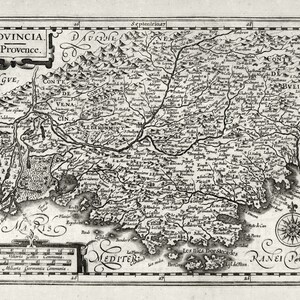 Provence: Provincia .1636. Mercator et al. auth., une carte sur toile de coton épaisse, environ 56x70cm