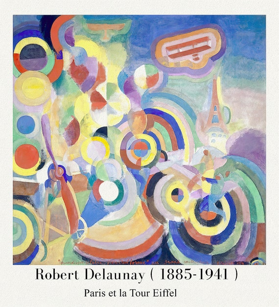 Paris & Eiffel Tower, 1924, Delaunay auth. Ver. 4, travel poster on durable cotton canvas, 50 x 70 cm APPROX.
