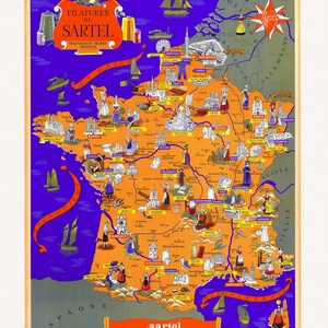 Lucien Bouchard, Filatures du Sartel, Wattrelos (Nord) France, 1955 ,une carte sur toile de coton épais, 56x70cm environ