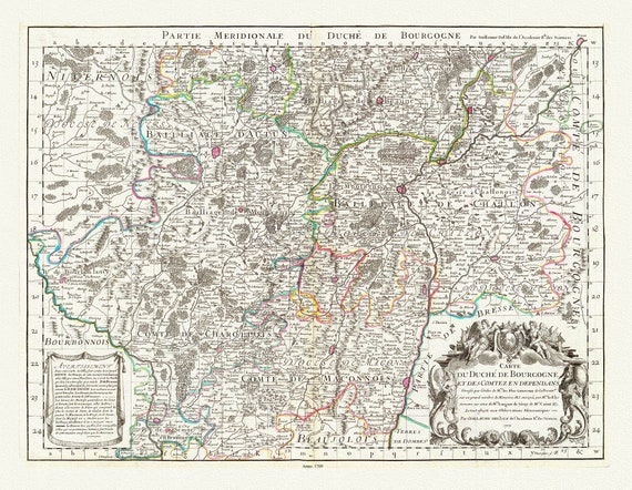 Burgundy: Delisle, (Guillaume de,1675-1726),  Bourgogne meridionale, 1709