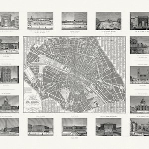 Nouveau plan de la ville de Paris divisé en douze arrondissements, 1828 , une carte sur toile de coton épaisse, environ 56x70cm