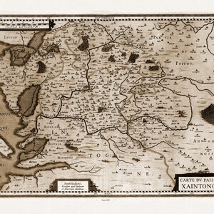 Poictou: Carte Du Pais De Xaintonge., Amstelodami excudit Judocus Hondius, 1623 Ver. S, , carte sur toile de coton épaisse, environ 56x70cm