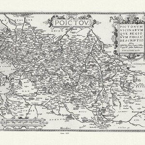 Poictou. Pictonum Vicinarum que Regionum Fidiss Descriptio, 1632 , carte sur toile de coton épaisse, environ 56x70cm