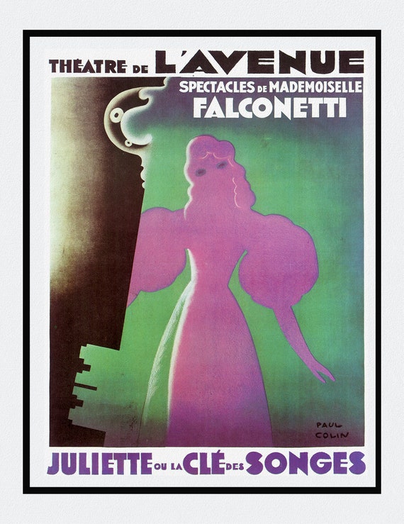 Art Decor Poster #92, Theatre de l'Avenue, travel poster reprinted on durable cotton canvas, 50 x 70 cm, 20 x 25" approx.