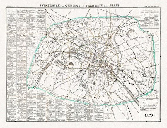 Garnier freres, Itinéraire des Omnibus et Tramways dans Paris, 1878