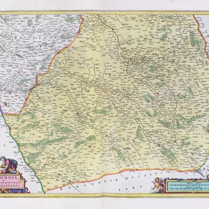 Champagne, Senonois, & La Partie Meridionale De La Champagne, 1665, Bleau auth. , une carte sur toile de coton épaisse, environ 56x70cm