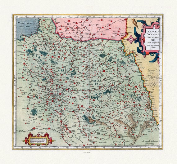 Picardie: Mercator et Hondius, France Picardie Champaigne cum regionibus adiacentibus. Per Gerardum Mercatorem Cum privilegio,1623