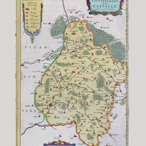 Govvernement de la Cappelle, 1665, Bleau auth. , une carte sur toile de coton épaisse, environ 56x70cm