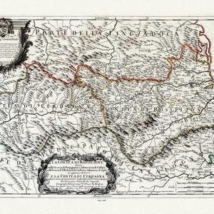 Roussillon: Rossi, La contea di Rossilione, 1690 , une carte sur toile de coton épaisse, environ 56x70cm