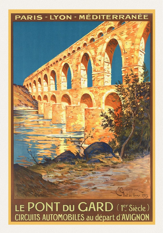 Le Pont du Gard, 1925, une affiche de voyage sur toile de coton épaisse, environ 45x60cm