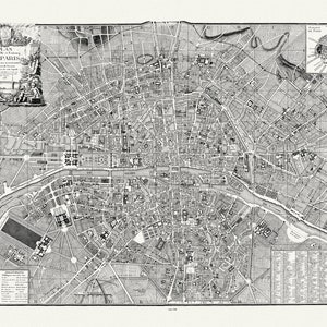 Faubourgs de Paris avec tous ses accroissmens et la nouvell enceinte des barrieres de cette capitale. 1788, carte sur toile de coton 56x70cm