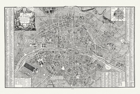 Faubourgs de Paris avec tous ses accroissmens et la nouvell enceinte des barrieres de cette capitale. 1788, carte sur toile de coton 56x70cm