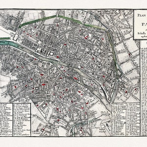 Pasquier, Plan general de Paris, 1765, carte sur toile de coton épaisse, environ 56x70cm