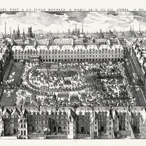 Carosel fait a la Place Royalle a Paris le  avril M.DC.XII, 1612, Merian et Chastillon auth.,sur toile de coton épaisse,56x70cm