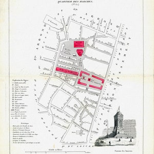 Perrot, Paris 4 Me. Arrondissement  Quartier des Marches. No. (15), 1834, une carte sur toile de coton épaisse, environ 56x70cm