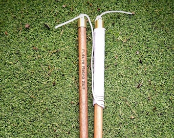 Golf putting string line alignment sticks - Oak or Walnut - Laser engraved personalisation. Retro golf gift. Training aid. Stocking filler.