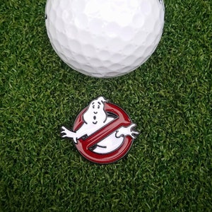 Ghostbusters enamelled golf ball marker with personalised laser engraving. Game token piece. Gamer trinket. Geek gift.