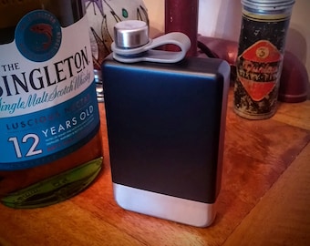 Personalised Steel drink flask - 9fl oz 266ml. 11th anniversary gift. Camping kit. Black wedding. Best man gift. EDC. Engraved hip flask.