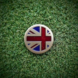 Brass golf ball marker - British Union Jack Flag design - Custom flag design any stripes | Anniversary gift | Couples decision coin.