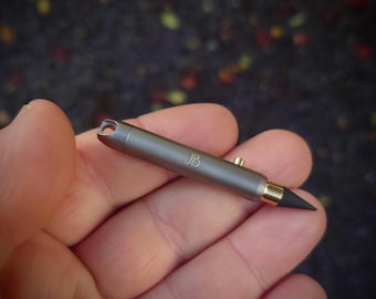 Titanium mini bolt action pencil scribe, eternal pen - Engraved personalisation. Writing tool. Golf scorecard. Pocket EDC. Camping kit gift.