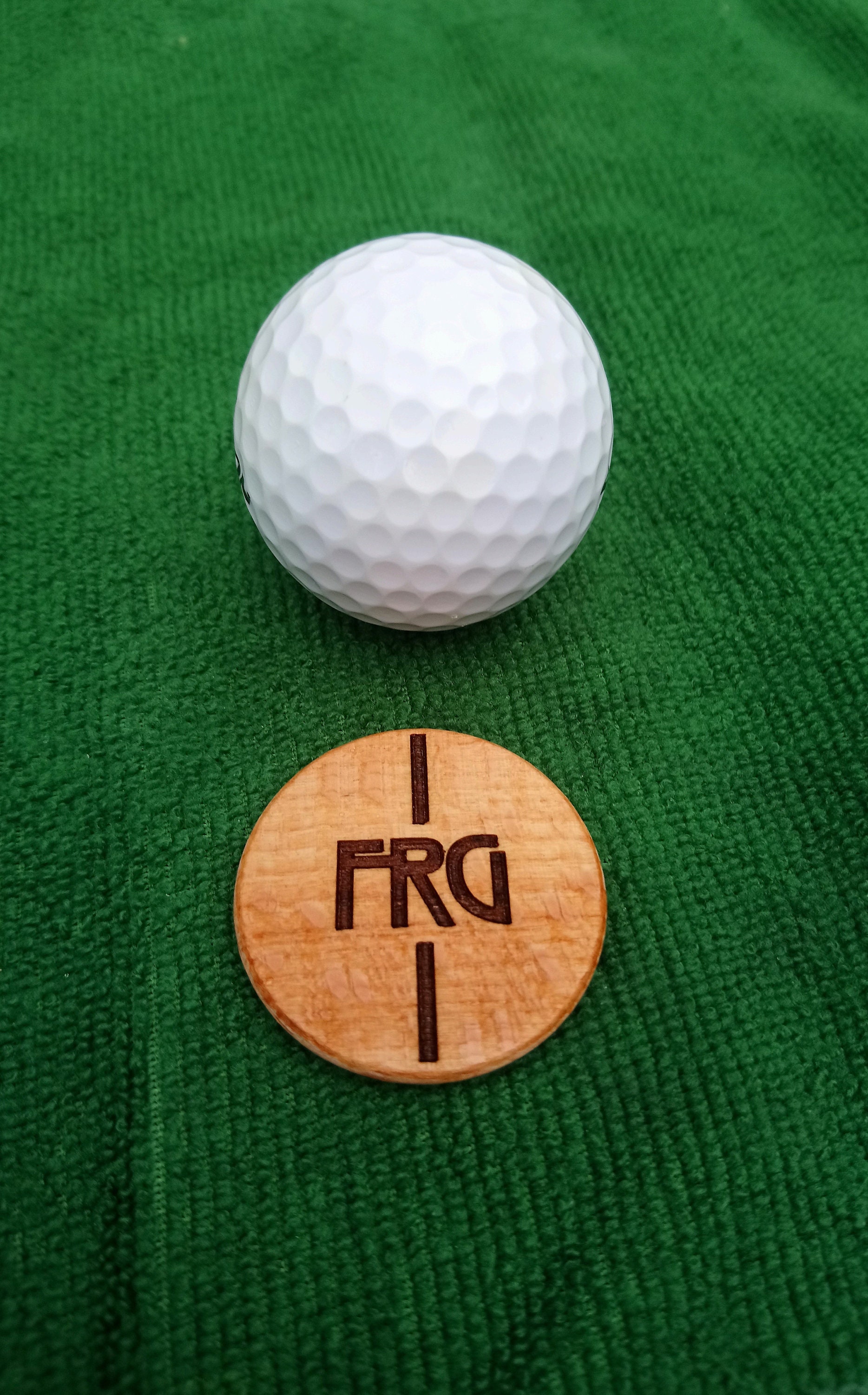 Wooden & leather golf ball marker Large size 37mm with laser Etsy