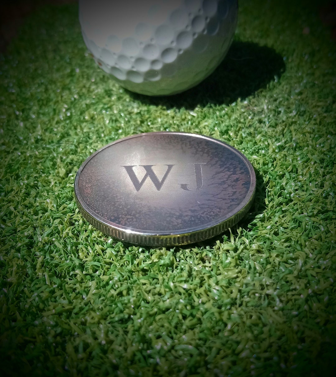 Custom Engraved Golf Ball Marker Brass 40 Mm. Umpire Coin Toss