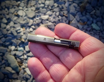 Brass retro mini bolt action pen - Personalised name laser engraving. Writing tool. Golf scorecard pen. EDC, pocket carry. Camping kit gift.