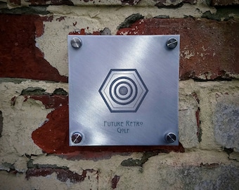 Custom house number sign or door plaque. Aluminium or Brass - Laser engraved number, text in any font. New home present. House warming gift.