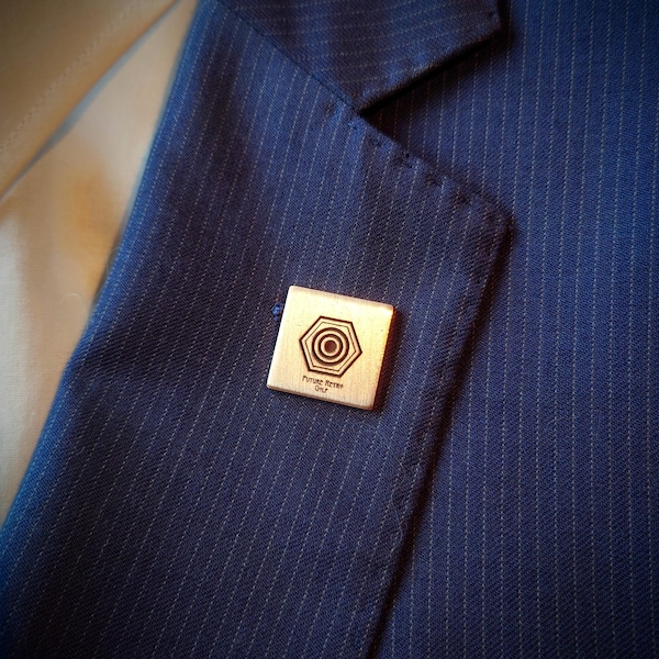 Custom engraved lapel pin badge brooch - Any text or logo. Brass, Copper, Steel or Aluminium. Wedding day gift. Personalised cuff links.