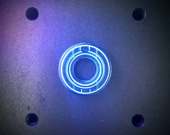 Tron identity disc - Steel golf ball marker - UV glow paint. Game token. Clubbing jewellery necklace pendant. Geek gift. Cyberpunk. Cosplay.