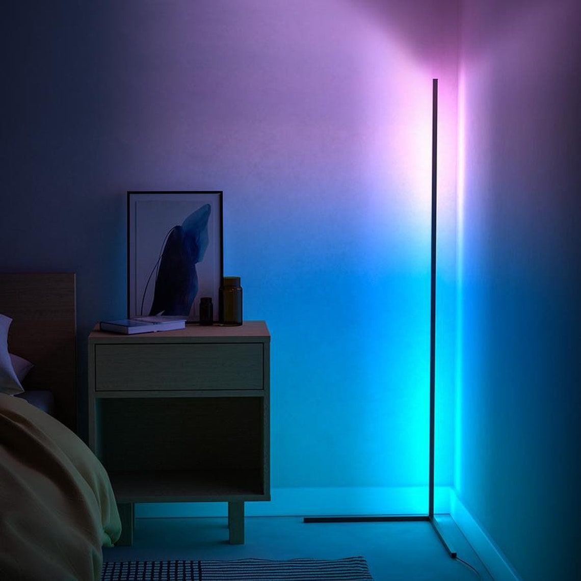 Minimalist LED Corner Floor Lamp Nordic Led RGB Floor Lamp Etsy