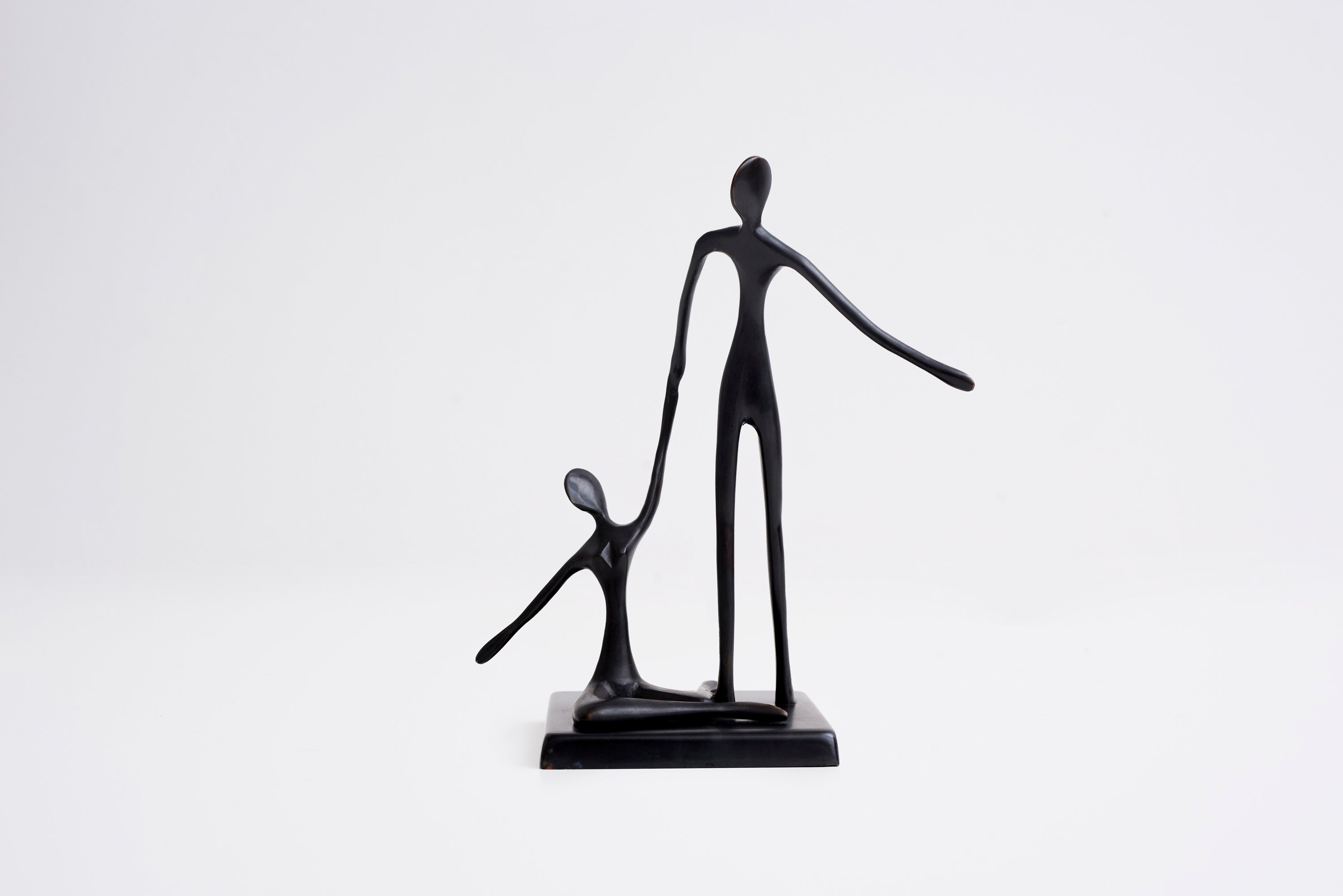 Mid Century Modernist Bodrul Khalique Bronze Black Ballet Dancer Sculptures Pair