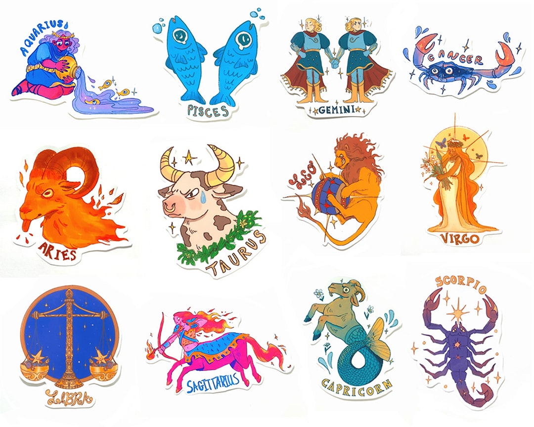 Zodiac Stickers Vinyl Astrology Stickers for Planner Stickers Zodiac Signs Sticker Pack Etsy