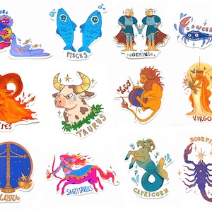 Zodiac Stickers Vinyl Astrology Stickers for Planner Stickers Zodiac Signs Sticker Pack