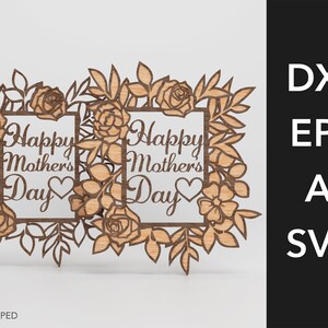 Mother&#39;s Day Flower Frame Bundle SVG, Frame Multilayered Cutting File, Laser Cut File, Digital File Download, Mother&#39;s Day Vector File