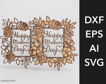 Mother's Day Flower Frame Bundle SVG, Frame Multilayered Cutting File, Laser Cut File, Digital File Download, Mother's Day Vector File