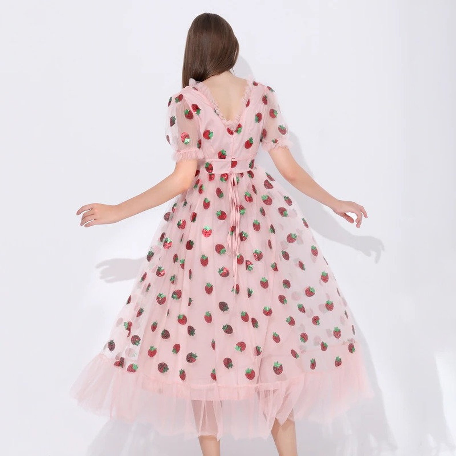 strawberry sequin tulle