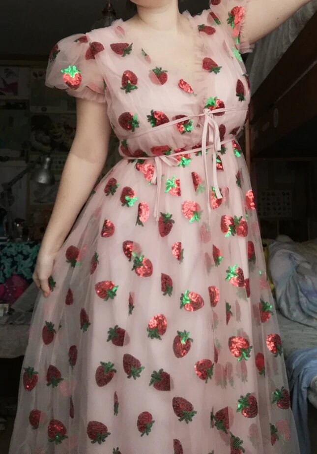 strawberry sequin tulle