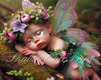 Sleeping Spring Fairy, magic fairy, baby forest pixie, Clipart Pack, decoupage crafts, journaling, scrapbooking, digital download,