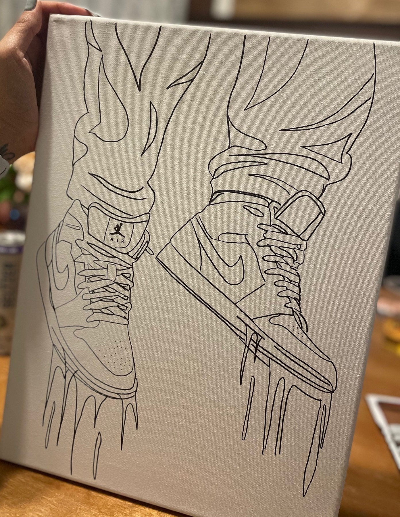 Jordan 1 Drip Canvas Art Painting Kit Etsy