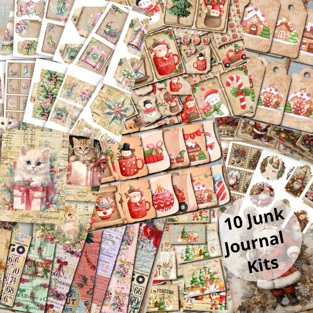 Junk Journal Printable, 10 Christmas Kits, Junk Journal Digital Bundle ...