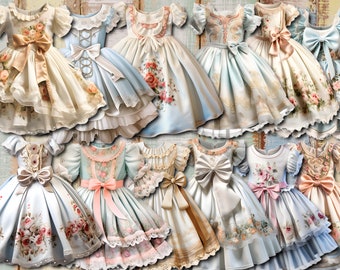 Vintage Children's Dress Fussy Cuts: Victorian Junk Journal (Digital Download)