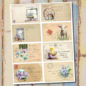 Ostern und Frühling Junk Journal Postkarten, Bunny Journal druckbare Karten, Junk journal Bedarf, Postkarten, Digitaler Download, Ephemera