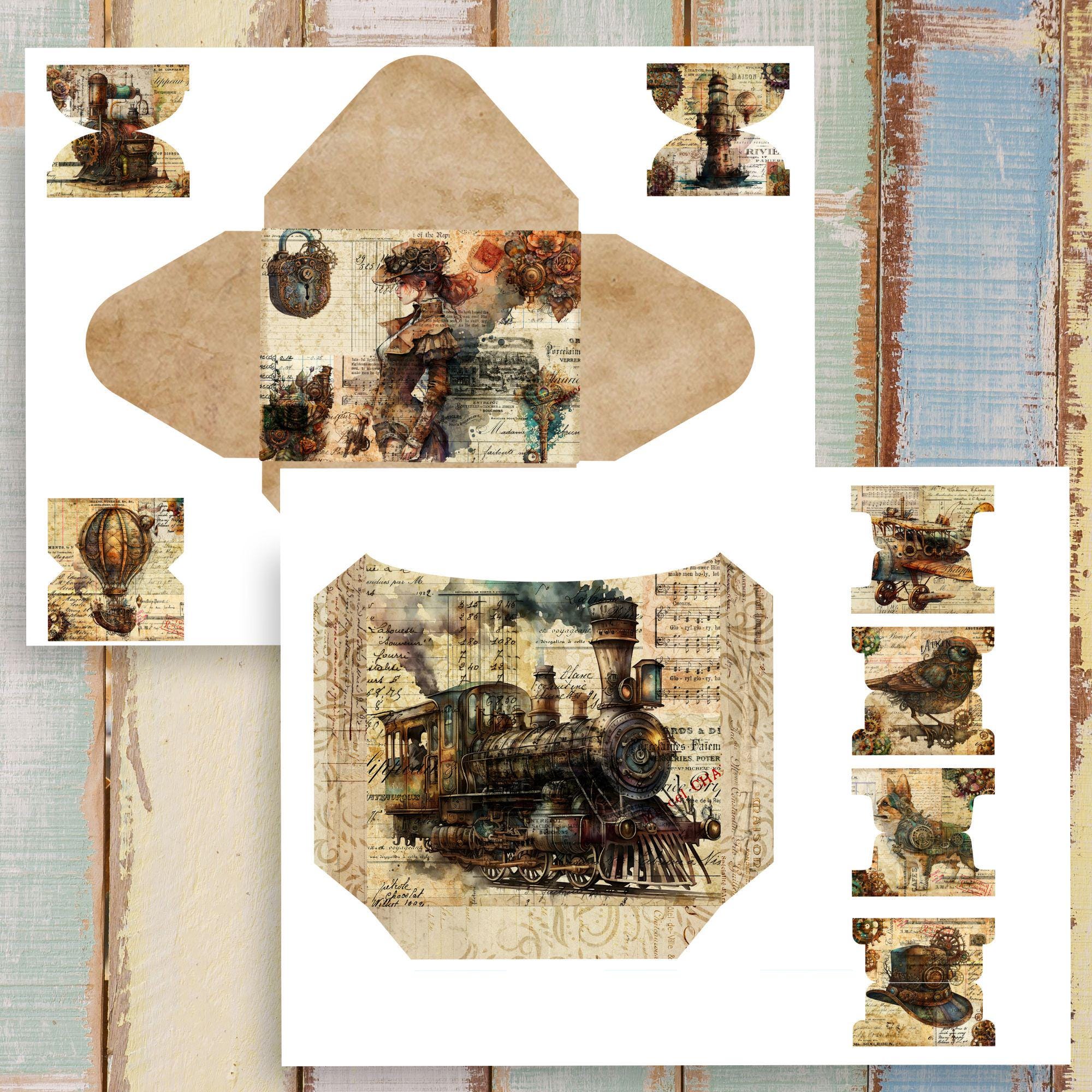 Steampunk Junk Journal Add-on Kit – 16 Printable Sheets With Tags ...