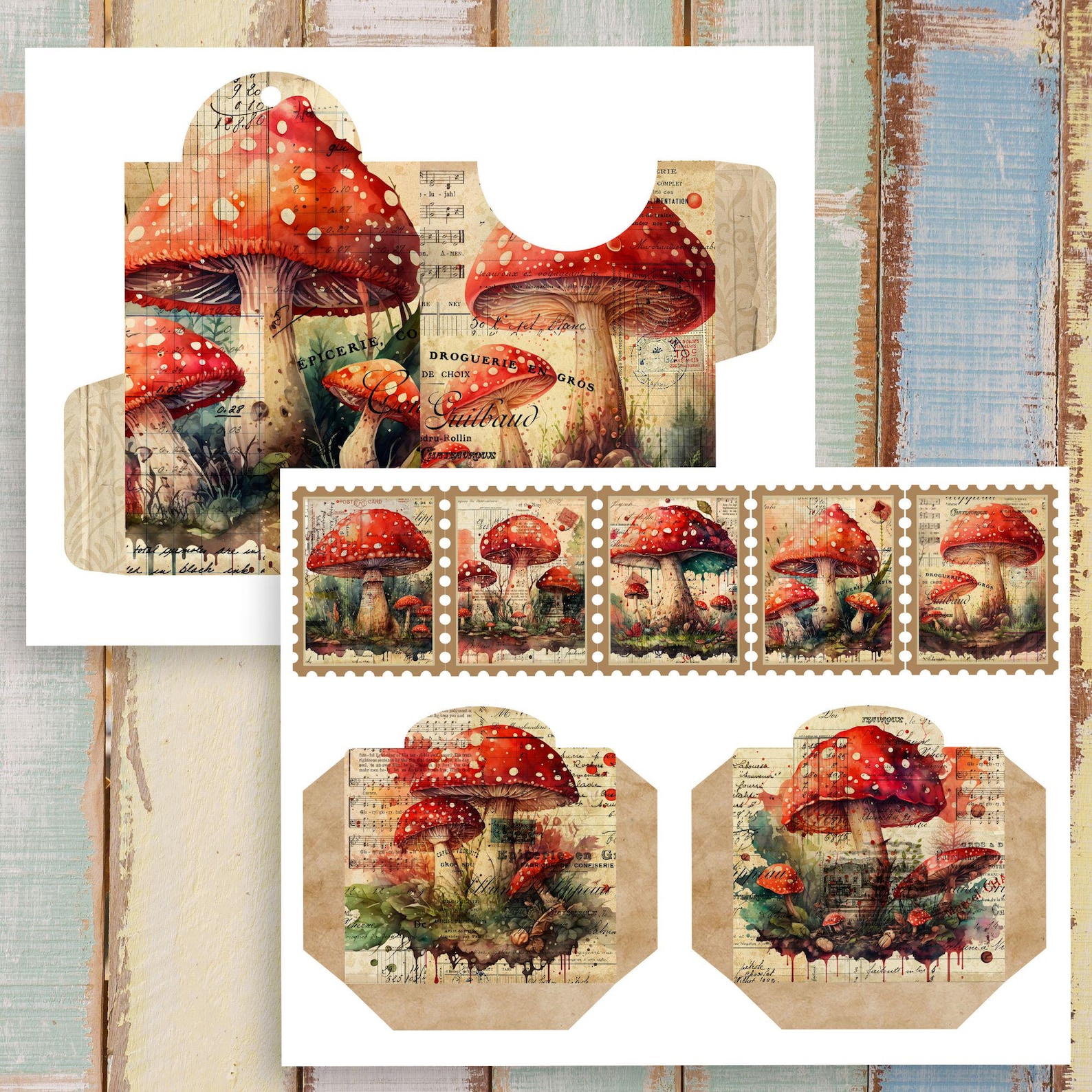 Mushroom Junk Journal Kit I: Vintage Printable Ephemera (digital ...