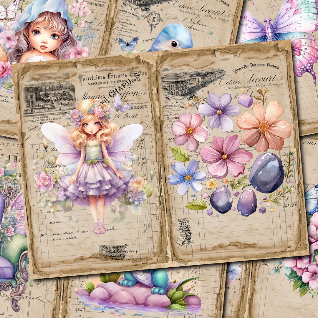 Spring Fairy Junk Journal Kit 1: Vintage Collage Printables (digital ...