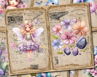 Spring Fairy Junk Journal Kit 1: Vintage Collage Printables (Digital Download)