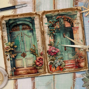 Kit de journal indésirable Doors Florals : pages imprimables vintage (téléchargement numérique) - FA336