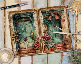 Kit de diario basura con flores de Doors: Páginas imprimibles vintage (descarga digital) - FA336